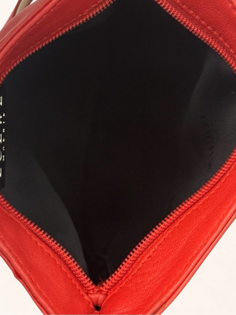 Loewe Vintage Red Leather Crossbody Shoulder Bag Cream Trim Spain - Picture 10 of 12